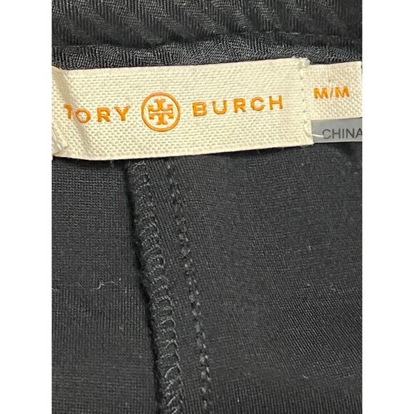 Tory Burch Pants Womens Medium Faux Leather Panels Black Ankle Zip Work Casual - Picture 12 of 13